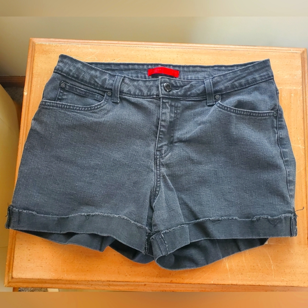 Distressed Faded Black Jean Shorts